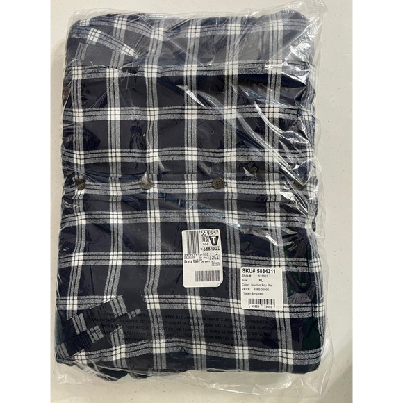 Lands End Flannel Jacket Sz XL Navy Ivory New Winter - Picture 2 of 4